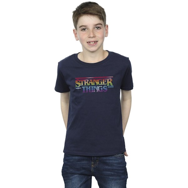 Netflix Boys Stranger Things Rainbow Dot Logo T-Shirt 9-11 år Navy Blue 9-11 Years