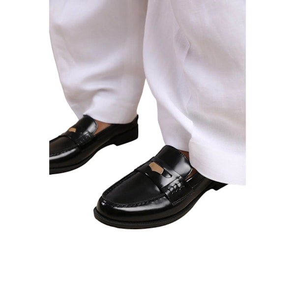 Where's That From Dam/Damer Denver PU Slip-on Wide Loafers Black 8 UK Wide