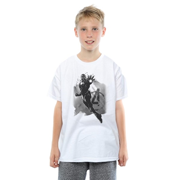 Marvel Boys Avengers Iron Man Monotone T-Shirt 7-8 år Vit White 7-8 Years