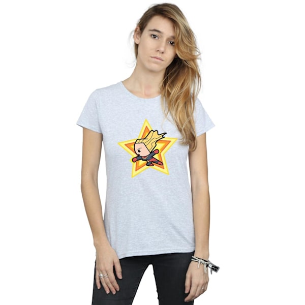 Captain Marvel Dam/Damer Kawaii Bomull T-shirt XL Sports Grå Sports Grey XL