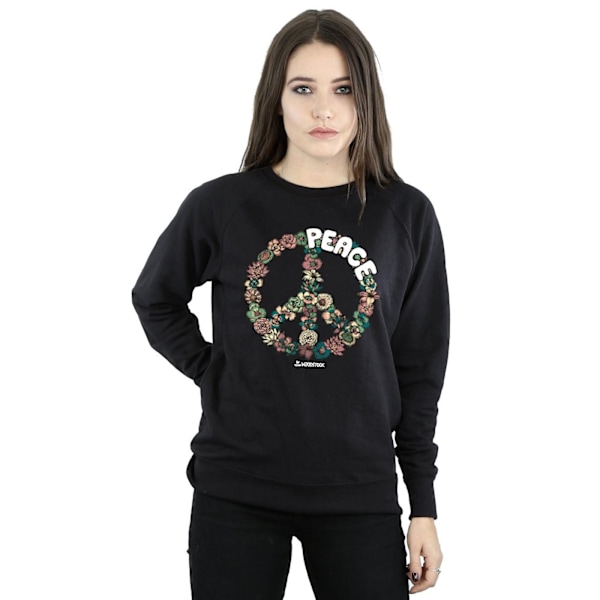 Woodstock Womens/Ladies Floral Peace Sweatshirt M Svart Black M