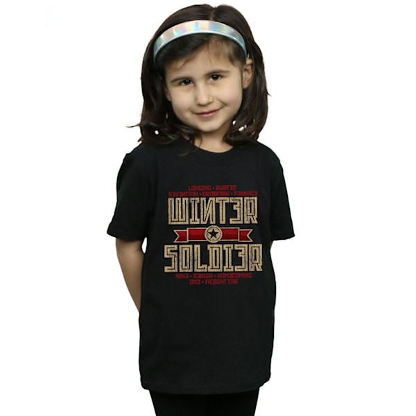 Marvel Girls Winter Soldier Trigger Badge Bomull T-shirt 7-8 år Black 7-8 Years