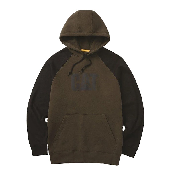 CAT Lifestyle Herr Hooded Raglan Sweatshirt L Army Moss/Svart Army Moss/Black L
