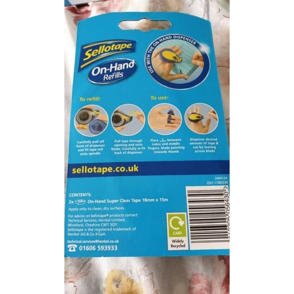 Sellotape On Hand Refill (2-pack) 2-pack Klar Clear Pack of 2