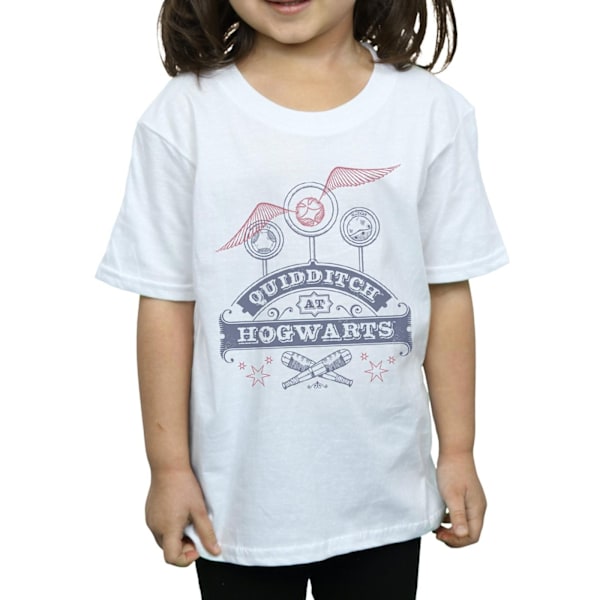 Harry Potter Quidditch på Hogwarts bomullströja för flickor 7-8 år White 7-8 Years