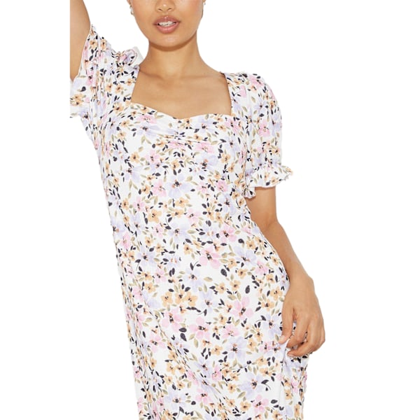 Dorothy Perkins Dam/Dam Floral Sweetheart Petite Puffed Midi Klänning 6 UK Vit White 6 UK
