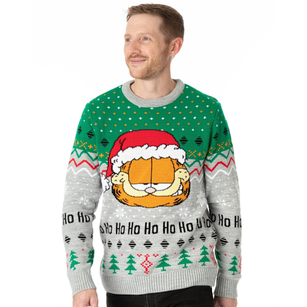 Garfield Unisex Vuxen Stickad Jultröja L Grå/Grön Grey/Green L