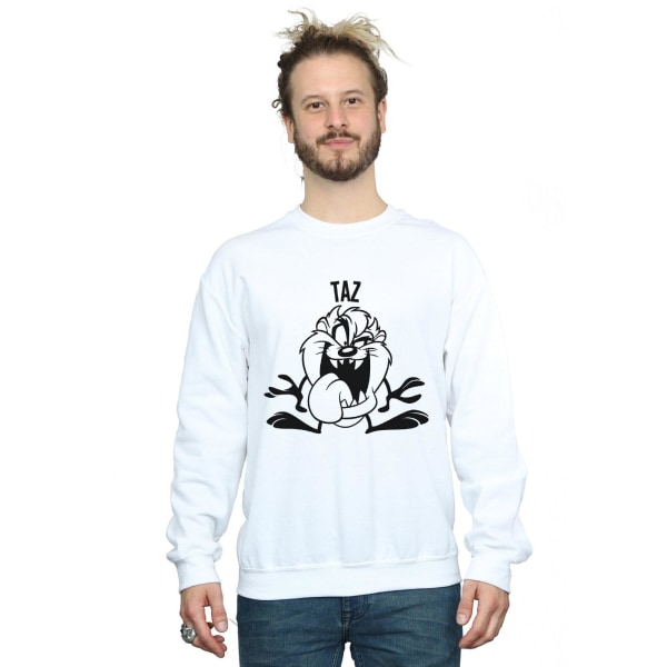 Looney Tunes Mens Taz Large Head Sweatshirt XL Vit White XL