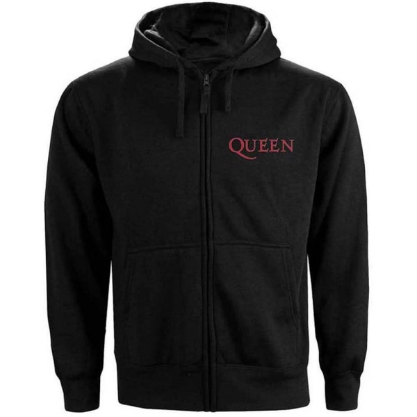 Queen Unisex Adult Classic Crest Hoodie med dragkedja XXL Svart Black XXL