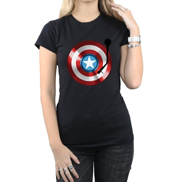 Marvel Womens/Ladies Captain America Turntable Bomull T-shirt X Black XL