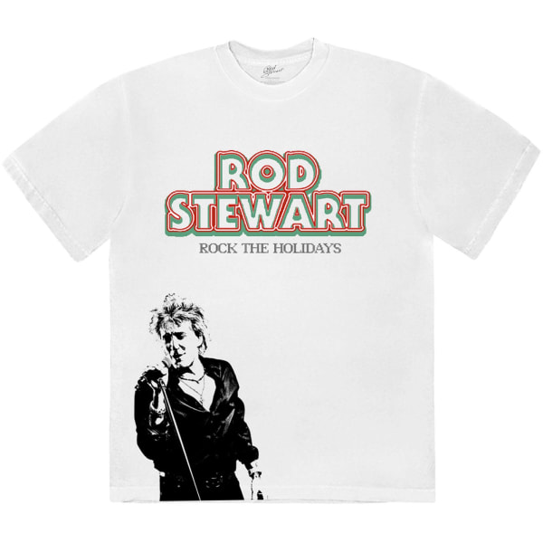 Rod Stewart Unisex Adult Rock The Holidays T-Shirt M Vit White M