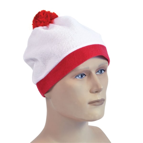 Bristol Novelty Vuxen Unisex Bobble Hat En Storlek Vit/Röd White/Red One Size