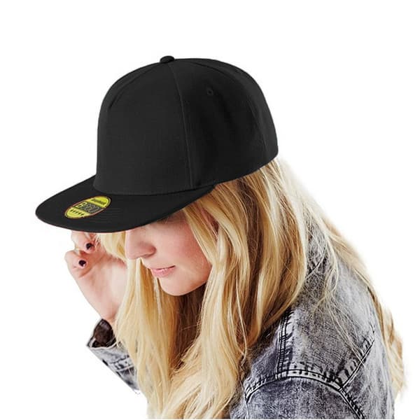 Beechfield Unisex Original Flat Peak Snapback Cap (2-pack) O Black/Black One Size
