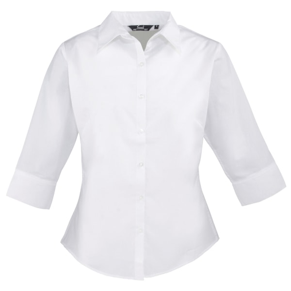 Premier Dam/Damer Poplin 3/4 Ärmsblus 10 Vit White 10