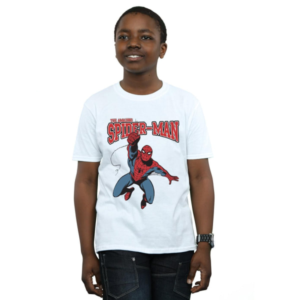 Spider-Man Boys Leap T-shirt 7-8 år Vit White 7-8 Years
