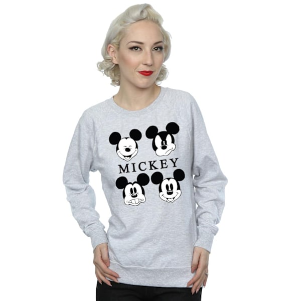 Disney Dam/Kvinnor Mickey Mouse Huvud Sweatshirt L Heather Grå Heather Grey L