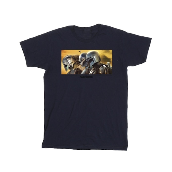 Star Wars Girls The Mandalorian Painted Group Bomull T-shirt 7- Navy Blue 7-8 Years