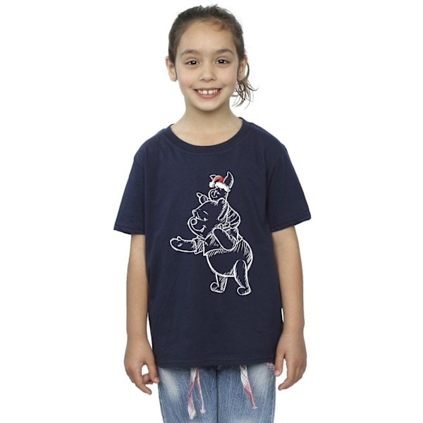 Disney Girls Winnie The Pooh Piglet Jul Bomull T-shirt 9- Navy Blue 9-11 Years