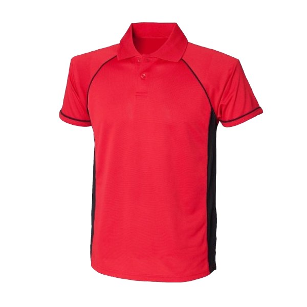 Finden & Hales Mens Panel Performance Sports Polo T-Shirt 2XL R Red/Black 2XL