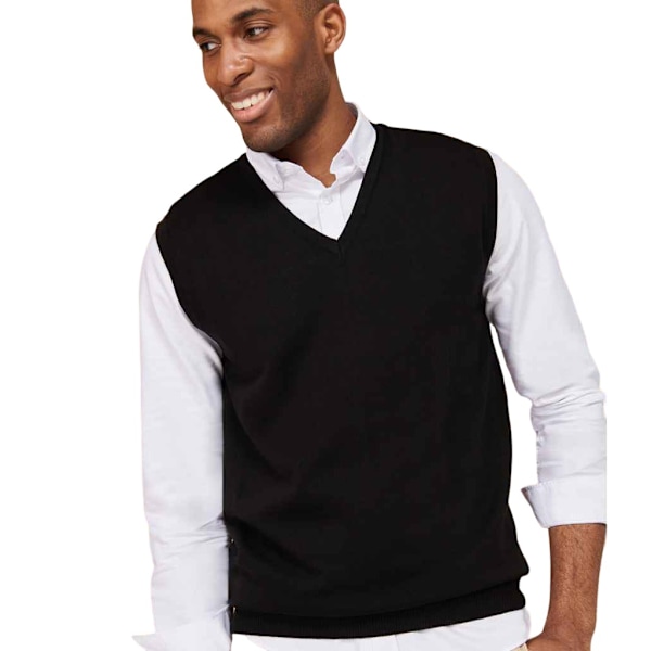Henbury Herr Bomull Akryl V-ringad Ärmlös Sweatshirt M Svart Black M