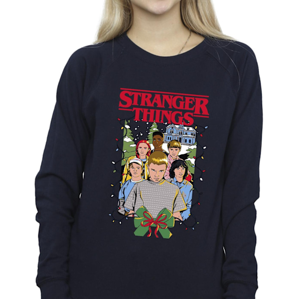 Netflix Dam/Kvinnor Stranger Things Jul Affisch Sweatshirt Navy Blue S