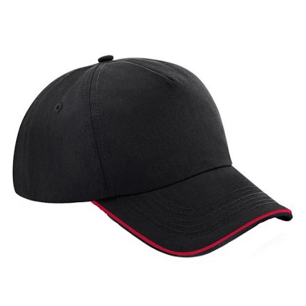 Beechfield Vuxen Unisex Authentic 5 Panel Piped Peak Cap One S Black/Classic Red One Size