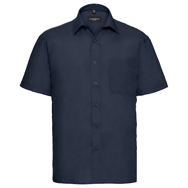 Russell Collection Herr Poplin Easy-Care Kortärmad Skjorta 14 French Navy 14.5in-15in