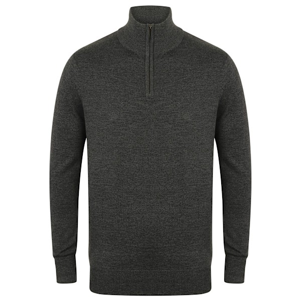 Henbury Herr 1/4 Dragkedja Långärmad Tröja 4XL Gråmelerad Grey Marl 4XL