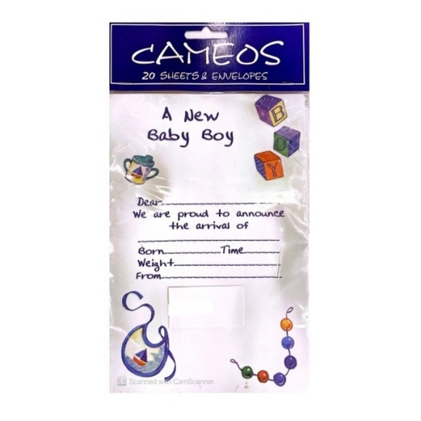 Cameos A New Baby Boy Invitations One Size Vit/Blå White/Blue One Size