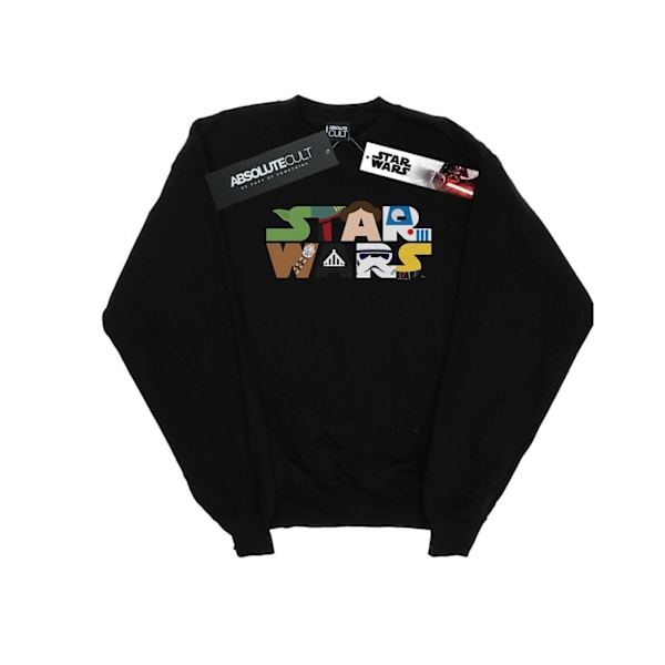 Star Wars Pojkar Karaktär Logo Sweatshirt 7-8 År Svart Black 7-8 Years