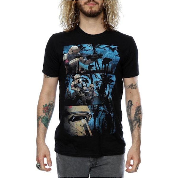 Star Wars: Rogue One Shoretrooper Comic Strip Bomull T-shirt för män Black XL