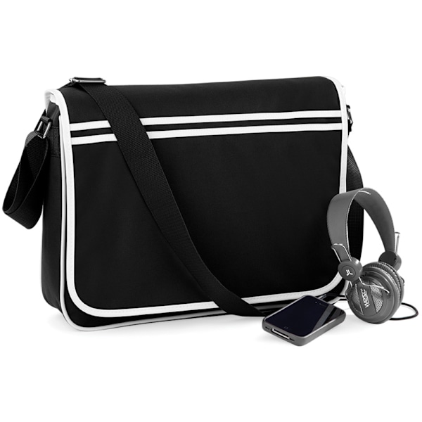 Bagbase Retro Justerbar Messenger Bag (12 Liter) One Size Bla Black/White One Size