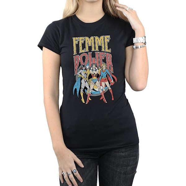 DC Comics Dam/Kvinnor Femme Power Bomull Boyfriend T-Shirt M Black M