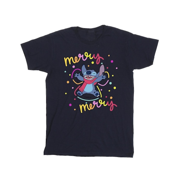 Disney Girls Lilo & Stitch Merry Rainbow Bomull T-shirt 12-13 år Navy Blue 12-13 Years