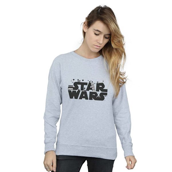 Star Wars Dam Minimalistisk Logotyp Sweatshirt M Heather Gr Heather Grey M