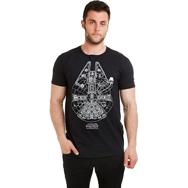 Star Wars T-shirt Millennium Falcon för män, S, svart Black S