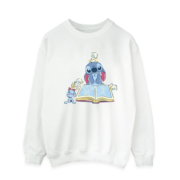 Disney Herr Lilo & Stitch Läser En Bok Sweatshirt S Vit White S