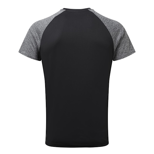 TriDri herr T-shirt med kontrastsärmar, prestanda, S, svart/svart M Black/Black Melange S