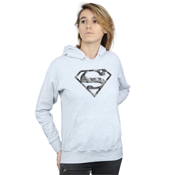 DC Comics Dam/Kvinnor Superman Marmorlogotyp Hoodie XXL Heather Heather Grey XXL