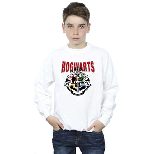 Harry Potter Pojkar Hogwarts Emblem Sweatshirt 7-8 År Vit White 7-8 Years