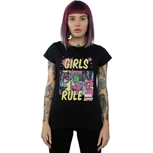 Marvel Comics Dam/Damer T-shirt i bomull med pojkvänsmodell för tjejer Black XL