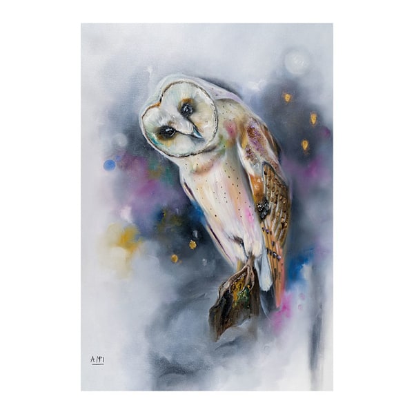 Alison Mcilkenny Uggla Tittar Print 40cm x 30cm Grå/Svart/Gul Grey/Black/Yellow 40cm x 30cm