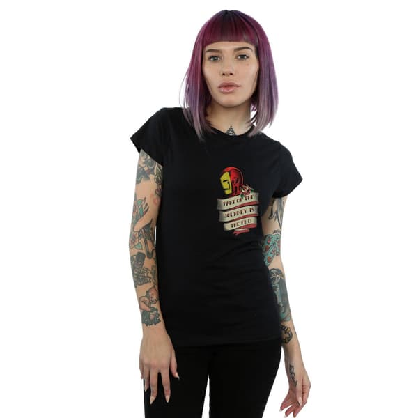 Marvel Dam/Dam Iron Man Tattoo Journey Brösttryck Bomull Black M