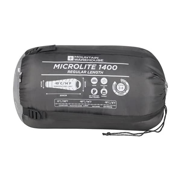 Mountain Warehouse Microlite 1400 Höger Dragkedja Vinter Mumie Sovsäck Dark Grey 215cm
