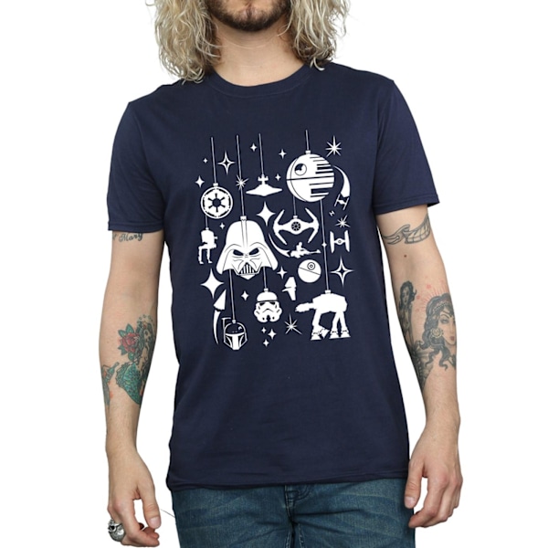 Star Wars Jul Dekorationer T-shirt XXL Marinblå Navy Blue XXL