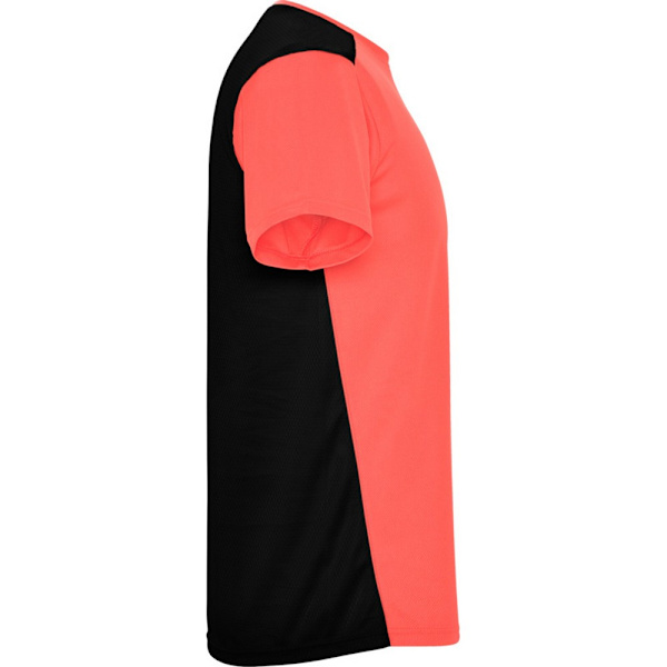 Roly Unisex Vuxen Detroit Kortärmad Sport T-shirt XXL Fluo Fluorescent Coral/Solid Black XXL