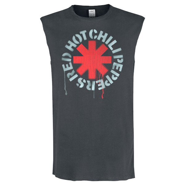 Amplified Mens Stencil Asterix Red Hot Chili Peppers Tank Top X Charcoal XS