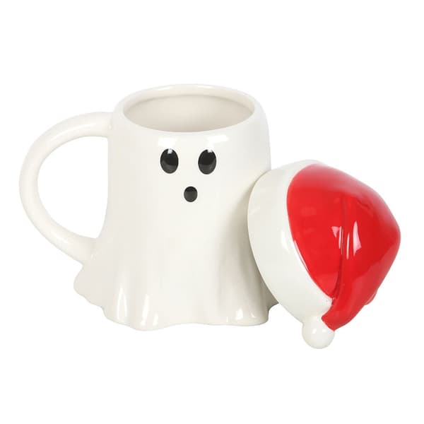 Something Different Merry Creepmas Spöke Med Tomtehatt 500ml Mugg White/Red One Size