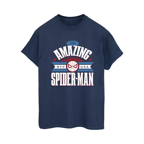 Marvel Womens/Ladies Spider-Man NYC Amazing Cotton Boyfriend T-shirt Navy Blue XL