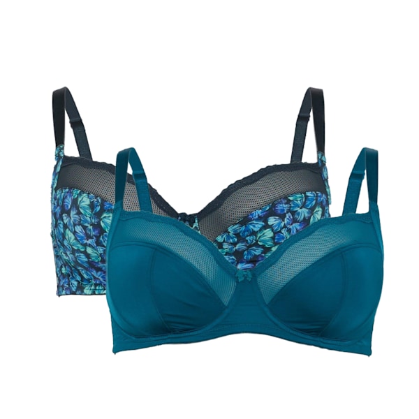 Vacker dam/dam Butterfly Non-Padded BH (2-pack) 32D Teal 32DD